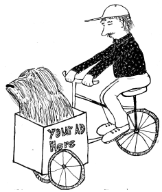 Dog in cart illustration