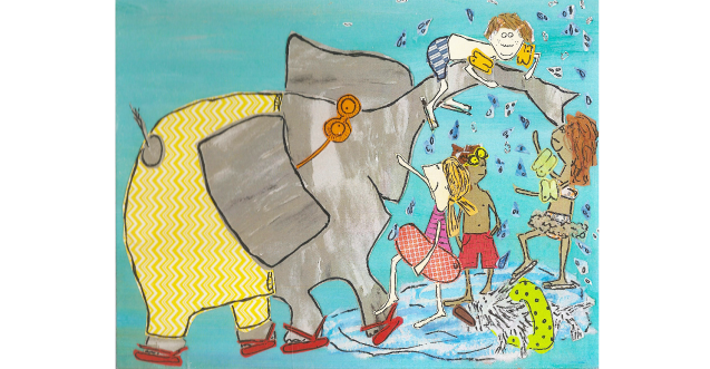 elephant with kids